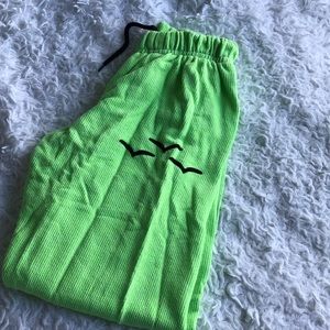 Lime green lazy pants